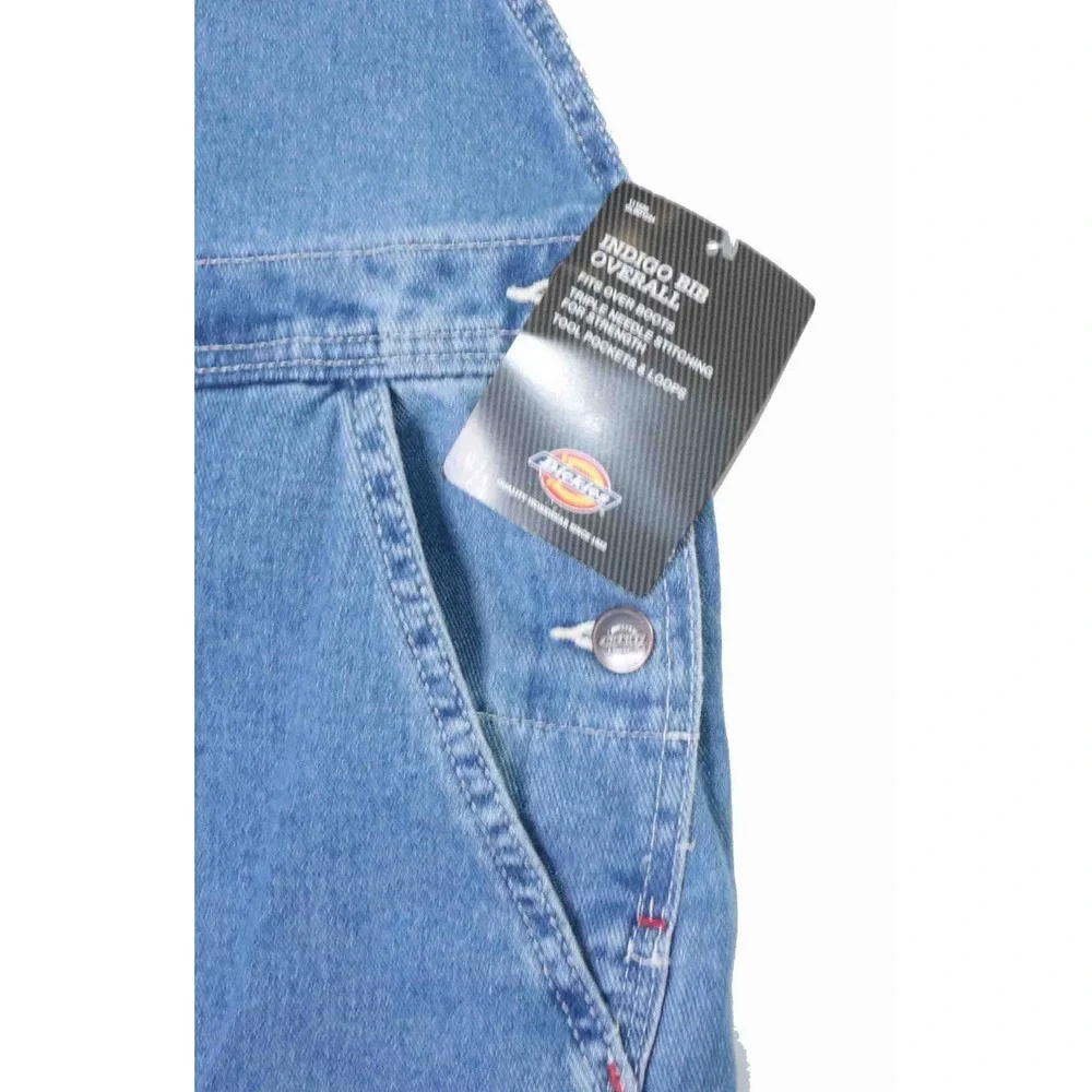 NWT Dickies Denim Bib Overalls Medium Wash Blue Cotton 8396SNB Mens Size 48 x 30